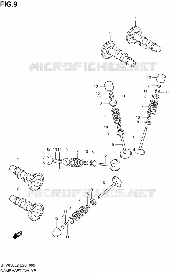 ARBRE A CAMES - VALVE Suzuki MOTO 650 GLADIUS 2012  SFV650AL2(E03,E28,E33)
