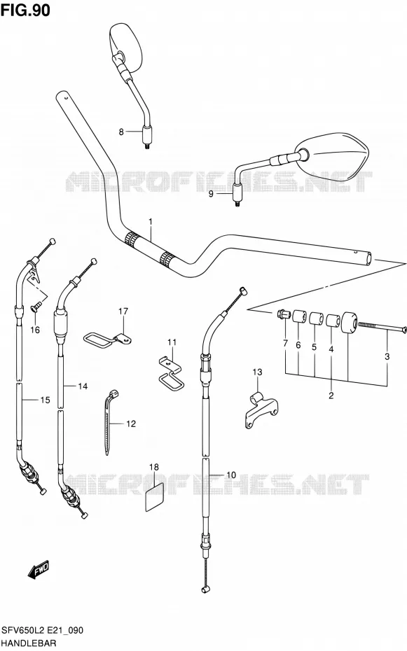 GUIDON (SFV650L2 E24) Suzuki MOTO 650 GLADIUS 2012  SFV650AL2(E21)