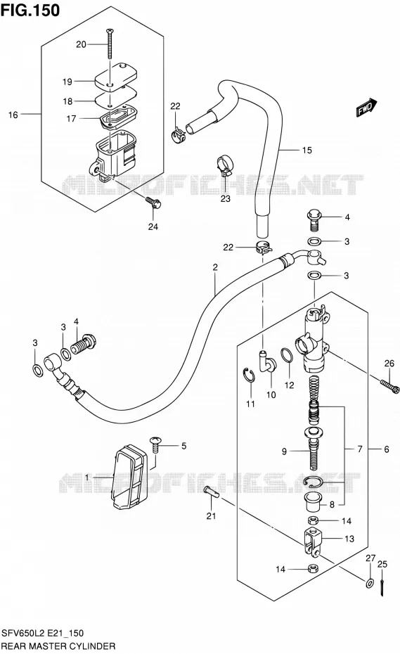 MAITRE CYLINDRE ARRIERE (SFV650L2 E21) Suzuki MOTO 650 GLADIUS 2012  SFV650AL2(E21)