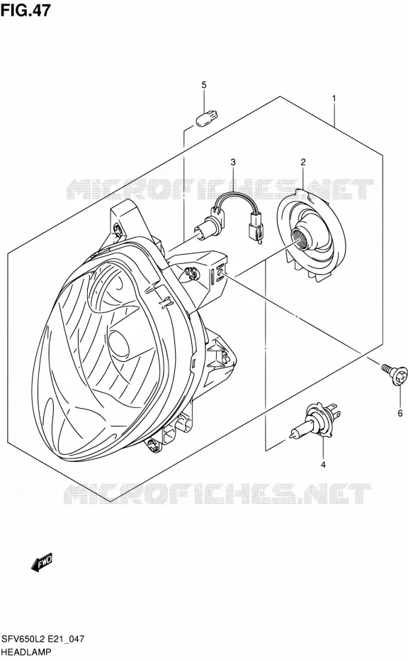 PHARE (SFV650AL2 E21) Suzuki MOTO 650 GLADIUS 2012  SFV650AL2(E21)