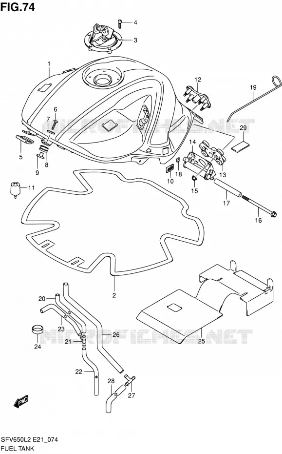 RESERVOIR D'ESSENCE (SFV650UL2 E24) Suzuki MOTO 650 GLADIUS 2012  SFV650AL2(E21)