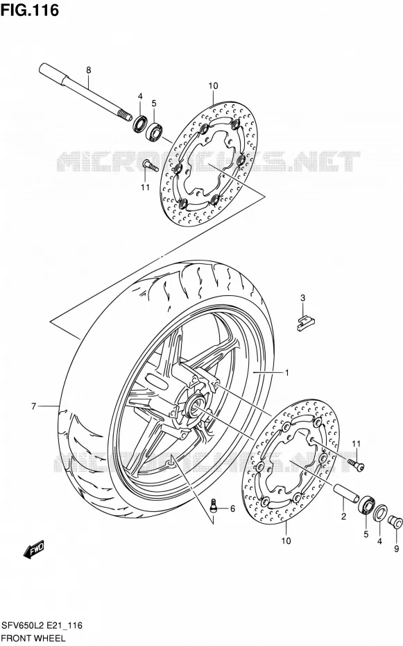 ROUE AVANT (SFV650L2 E21) Suzuki MOTO 650 GLADIUS 2012  SFV650AL2(E21)