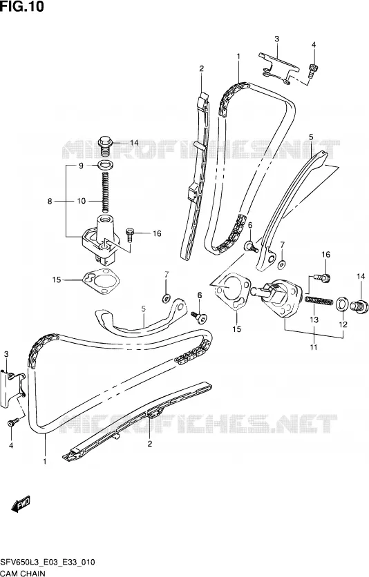 DISTRIBUTION Suzuki MOTO 650 GLADIUS 2013  SFV650A L3 (E03,E28,E33)