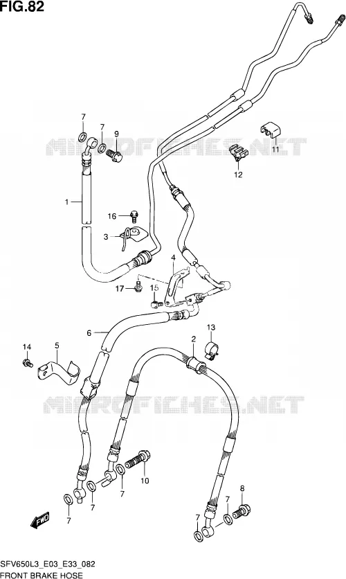 DURITE DE FREIN AVANT (SFV650AL3 E33) Suzuki MOTO 650 GLADIUS 2013  SFV650A L3 (E03,E28,E33)