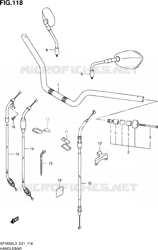 GUIDON (SFV650AL3 E21) Suzuki MOTO 650 GLADIUS 2016  SFV650A L3 (E21)