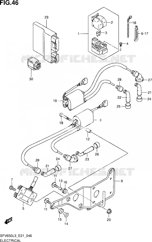 PARTIE ELECTRIQUE (SFV650L3 E21) Suzuki MOTO 650 GLADIUS 2016  SFV650A L3 (E21)