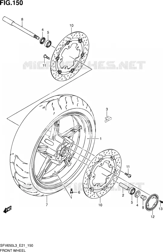 ROUE AVANT (SFV650AL3 E21) Suzuki MOTO 650 GLADIUS 2014  SFV650A L3 (E21)