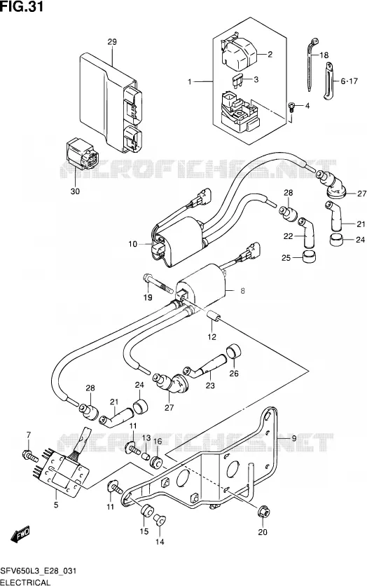 PARTIE ELECTRIQUE (SFV650AL3 E28) Suzuki MOTO 650 GLADIUS 2013  SFV650A L3 (E28)