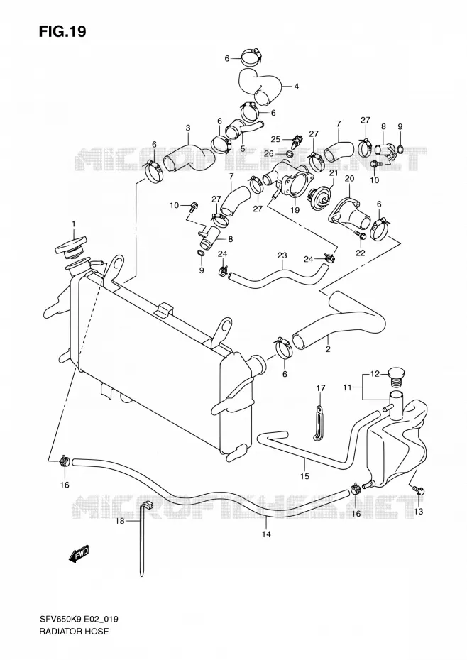 DURITE DE RADIATEUR Suzuki MOTO 650 GLADIUS 2009  SFV650UK9(E24)