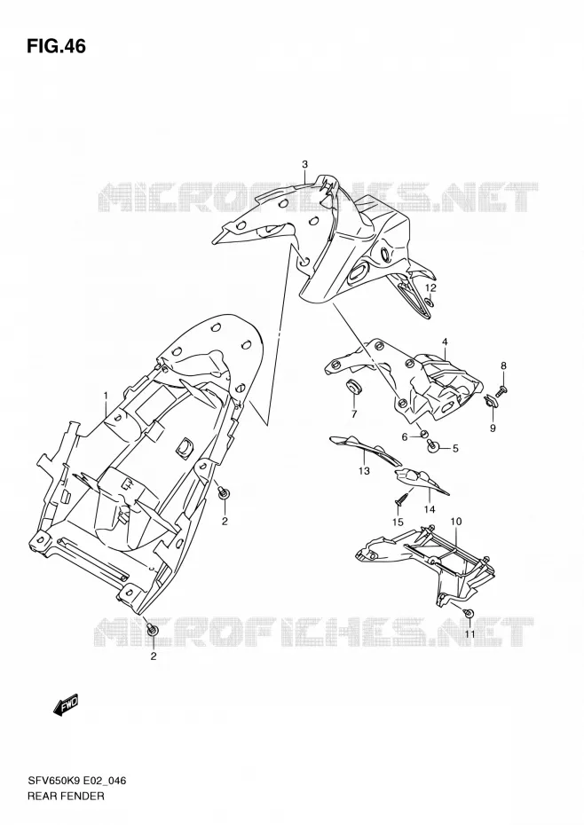GARDE BOUE ARRIERE Suzuki MOTO 650 GLADIUS 2009  SFV650UK9(E24)