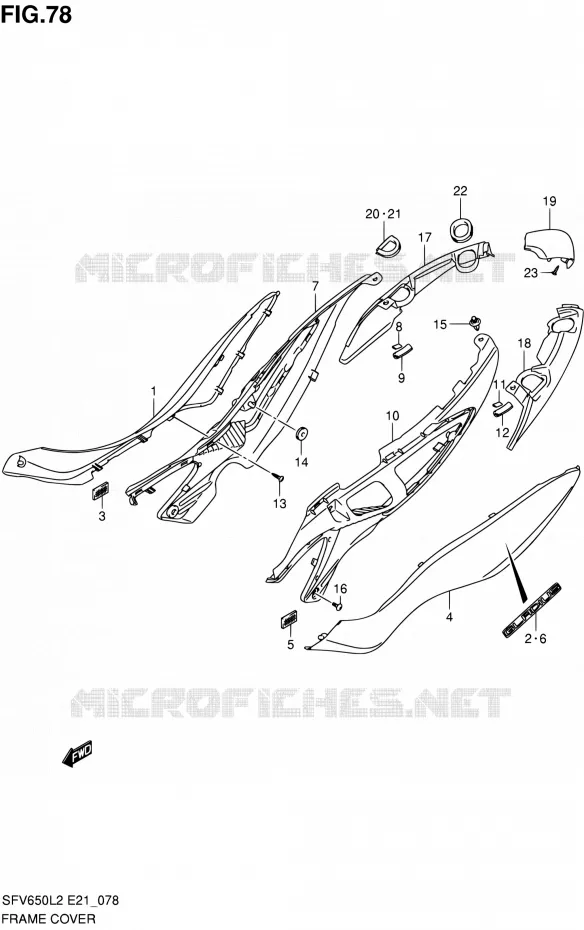 CARENAGES ARRIERE Suzuki MOTO 650 GLADIUS 2012  SFV650UL2(E21)