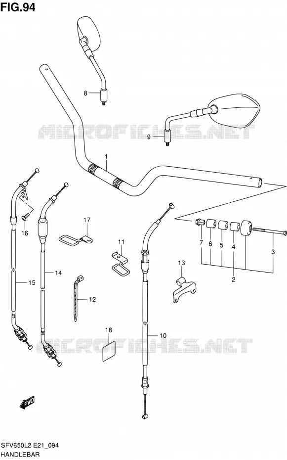 GUIDON (SFV650UAL2 E21) Suzuki MOTO 650 GLADIUS 2012  SFV650UL2(E24)