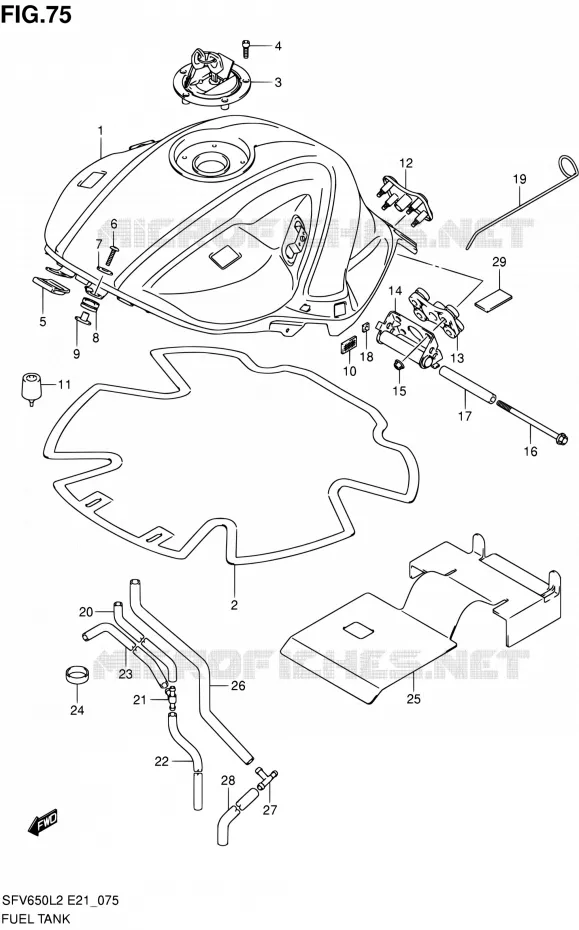 RESERVOIR D'ESSENCE (SFV650AL2 E21) Suzuki MOTO 650 GLADIUS 2012  SFV650UL2(E24)