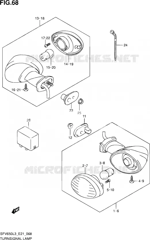 CLIGNOTANTS (SFV650AL3 E21) Suzuki MOTO 650 GLADIUS 2013  SFV650U L3 (E21)