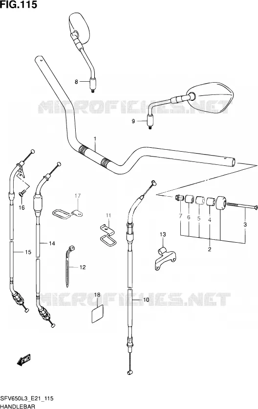 GUIDON (SFV650L3 E24) Suzuki MOTO 650 GLADIUS 2013  SFV650U L3 (E21)
