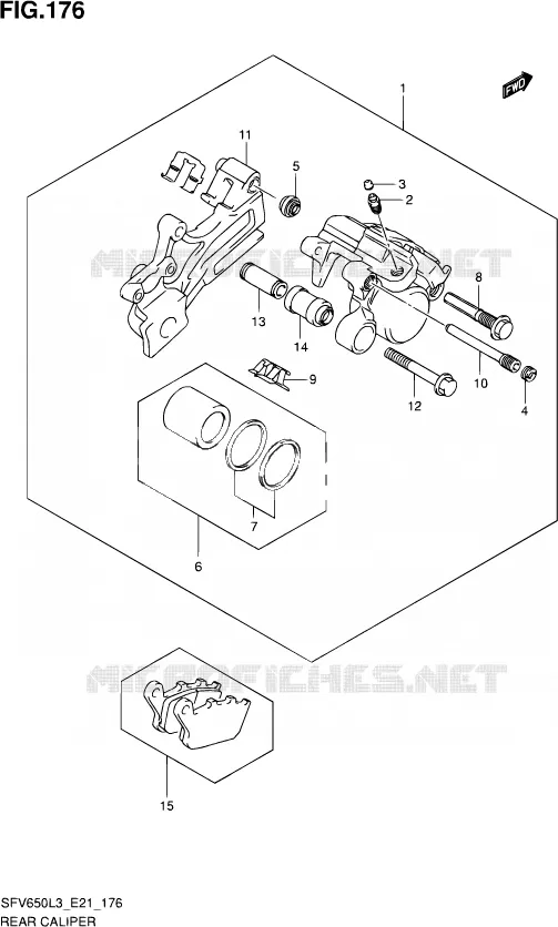 ETRIER DE FREIN ARRIERE (SFV650L3 E24) Suzuki MOTO 650 GLADIUS 2013  SFV650U L3 (E24)