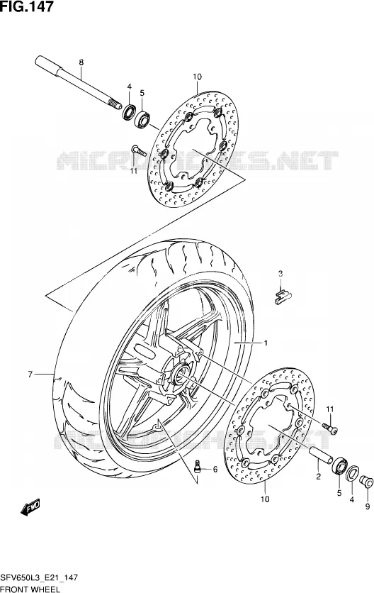 ROUE AVANT (SFV650L3 E24) Suzuki MOTO 650 GLADIUS 2013  SFV650U L3 (E24)