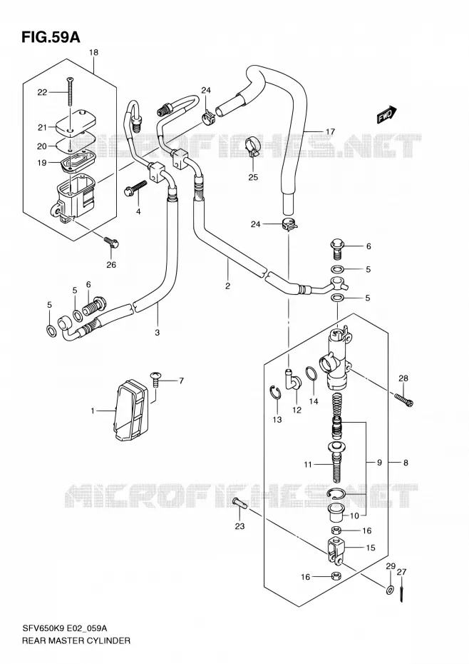 MAITRE CYLINDRE ARRIERE (SFV650AK9/UAK9/AL0/UAL0) Suzuki MOTO 650 GLADIUS 2009  SFV650UAK9(E24)