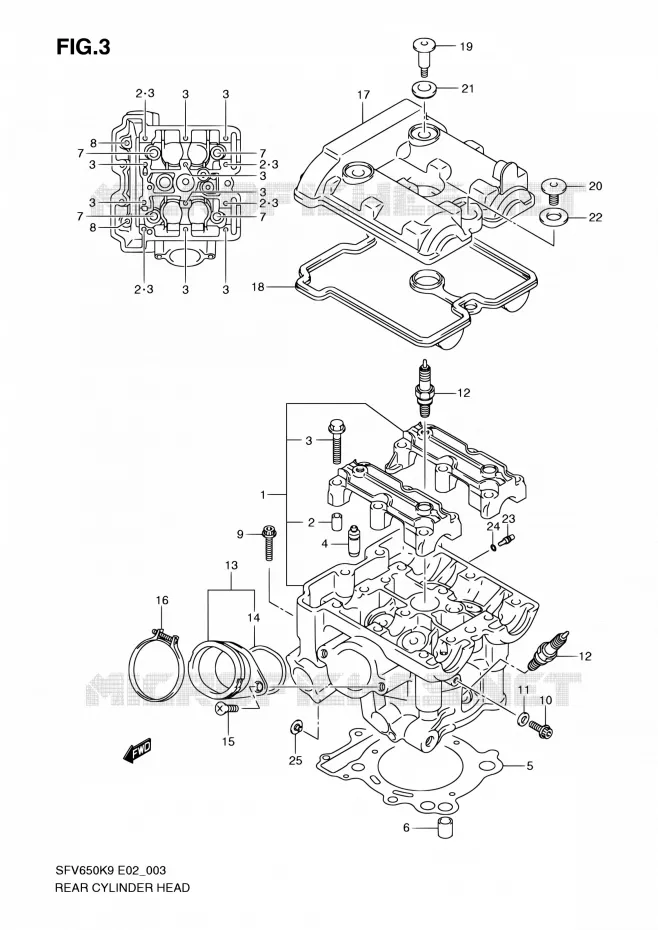CULASSE ARRIERE Suzuki MOTO 650 GLADIUS 2010  SFV650UAL0(E19)