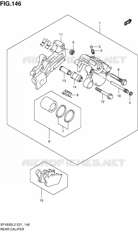 ETRIER DE FREIN ARRIERE (SFV650UL2 E21) Suzuki MOTO 650 GLADIUS 2012  SFV650UAL2(E21)