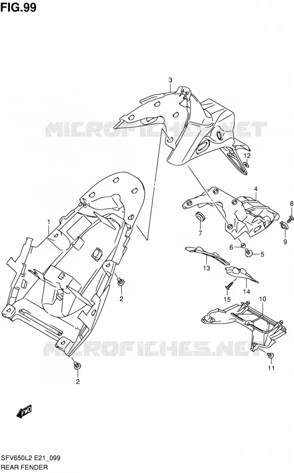 GARDE BOUE ARRIERE (SFV650UL2 E24) Suzuki MOTO 650 GLADIUS 2012  SFV650UAL2(E21)