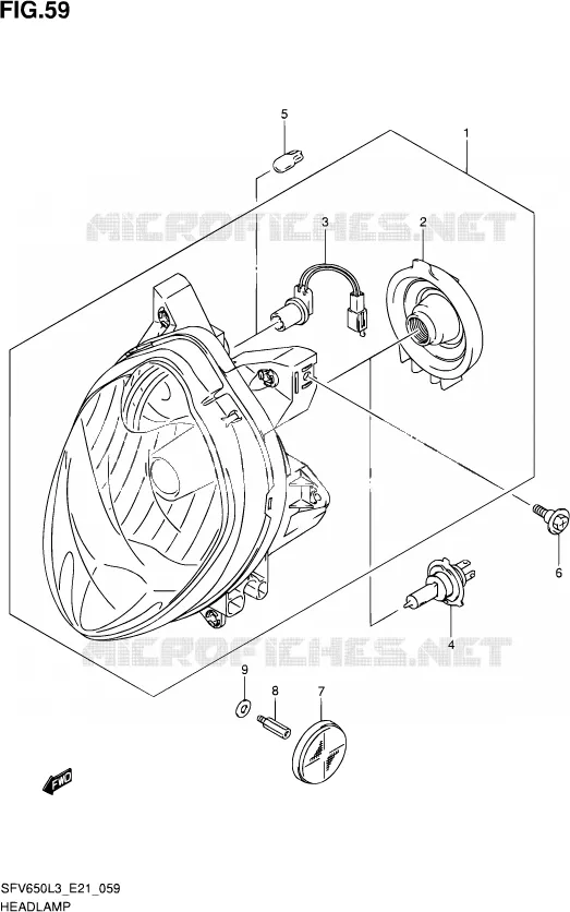 PHARE (SFV650L3 E24) Suzuki MOTO 650 GLADIUS 2013  SFV650UA L3 (E21)