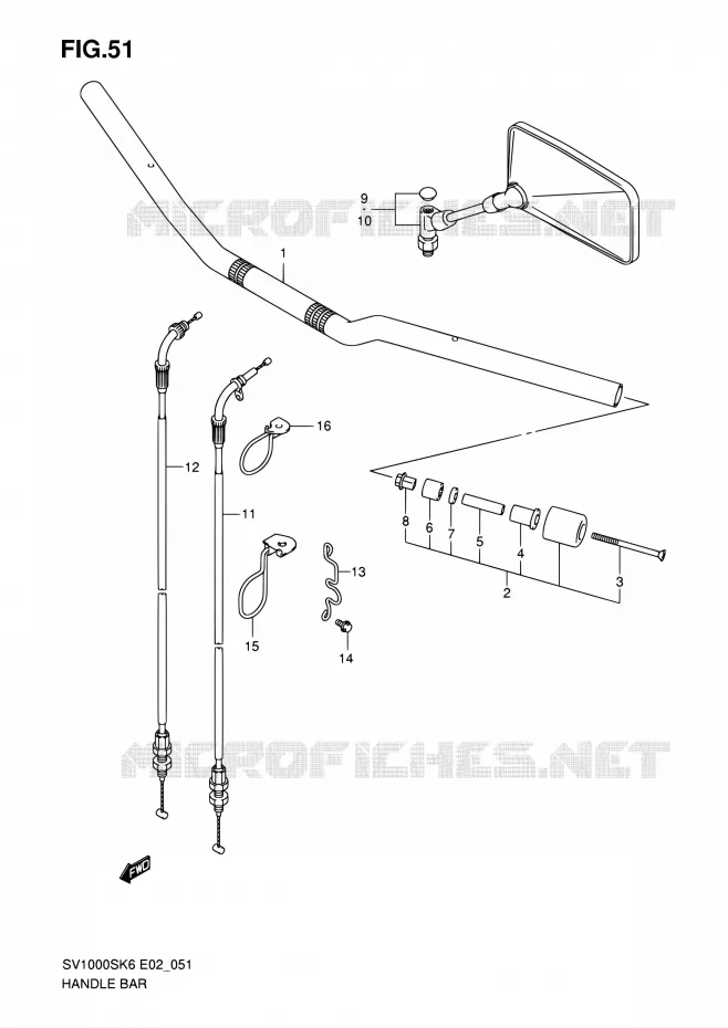 GUIDON (SV1000/U1/U2) Suzuki MOTO 1000 SV-S 2006  SV1000SK6(E19)