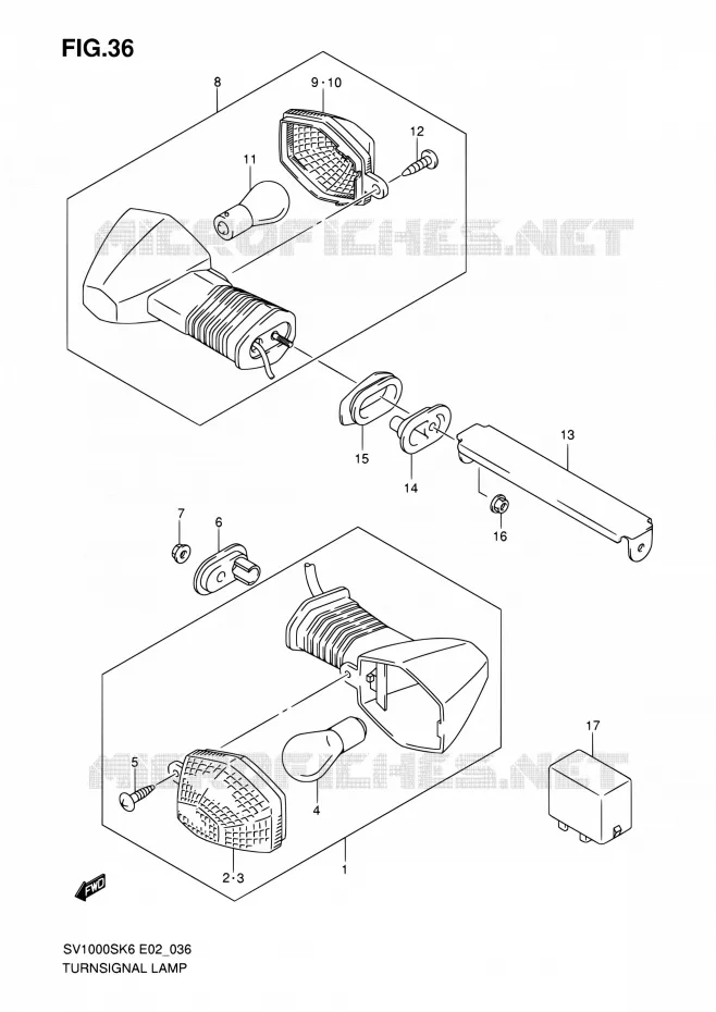 CLIGNOTANTS (SV1000S/S1/S2) Suzuki MOTO 1000 SV 2007  SV1000SK7(E19)