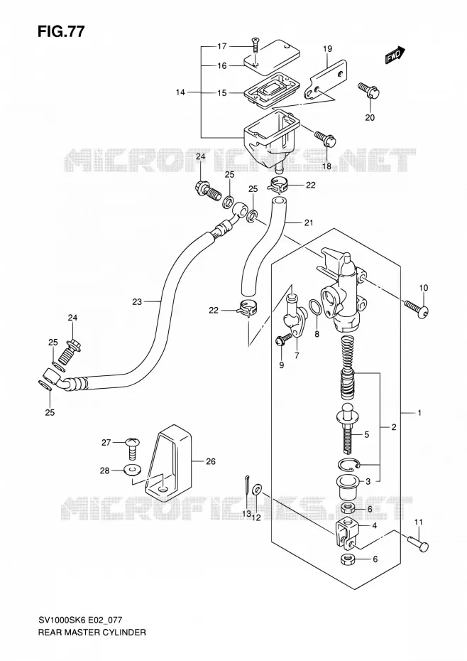 MAITRE CYLINDRE ARRIERE Suzuki MOTO 1000 SV 2007  SV1000SK7(E19)