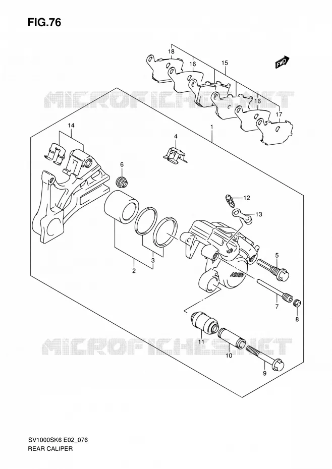 ETRIER DE FREIN ARRIERE Suzuki MOTO 1000 SV 2007  SV1000SK7(E24)