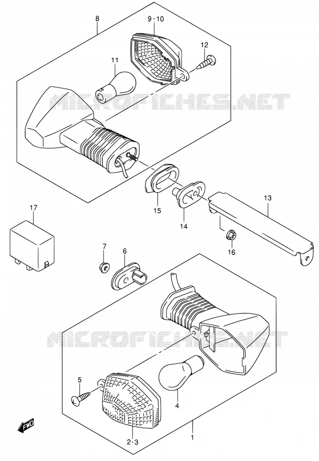 CLIGNOTANTS (SV1000/U1/U2) Suzuki MOTO 1000 SV 2005  SV1000S1ZK5