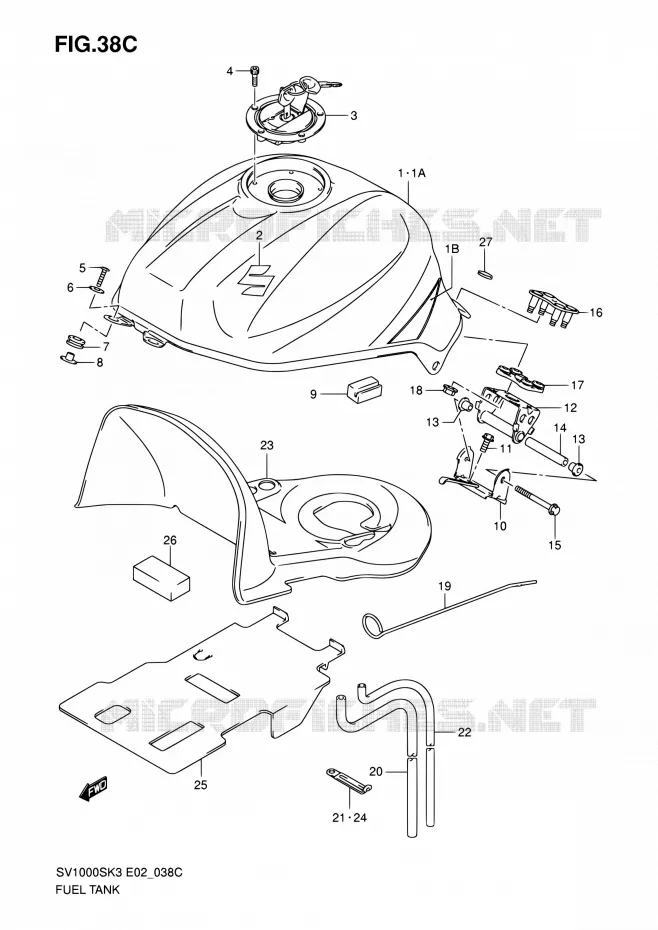 RESERVOIR D'ESSENCE (MODELE K5) Suzuki MOTO 1000 SV 2005  SV1000SZK5