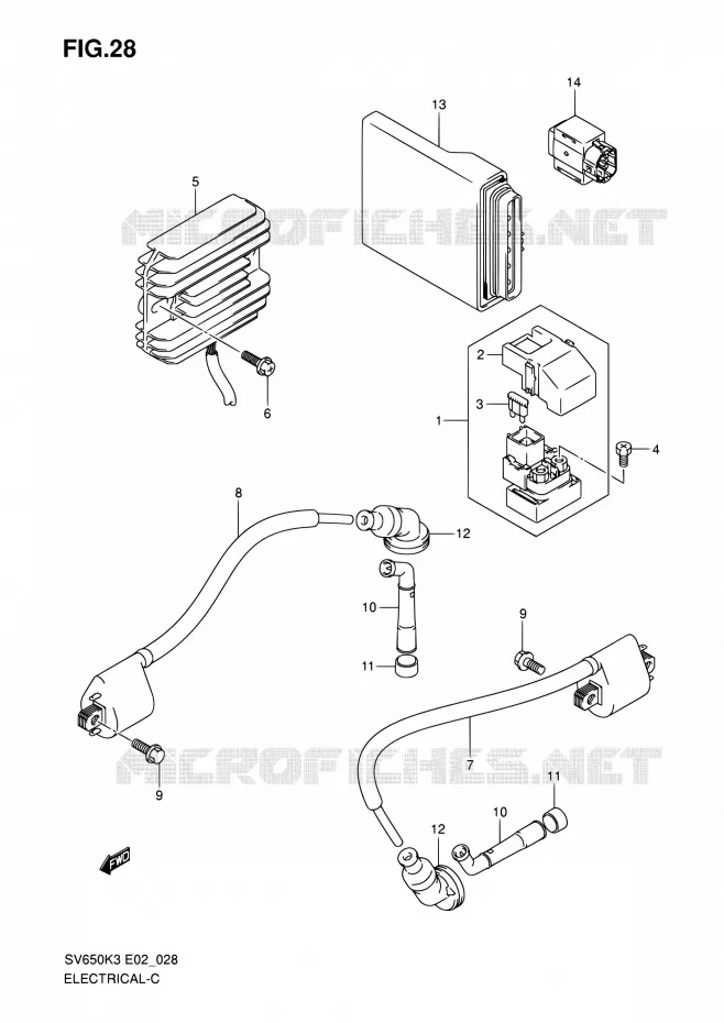 PARTIE ELECTRIQUE (MODEL K3/K4/K5/K6) Suzuki MOTO 650 SV 2003  SV650K3