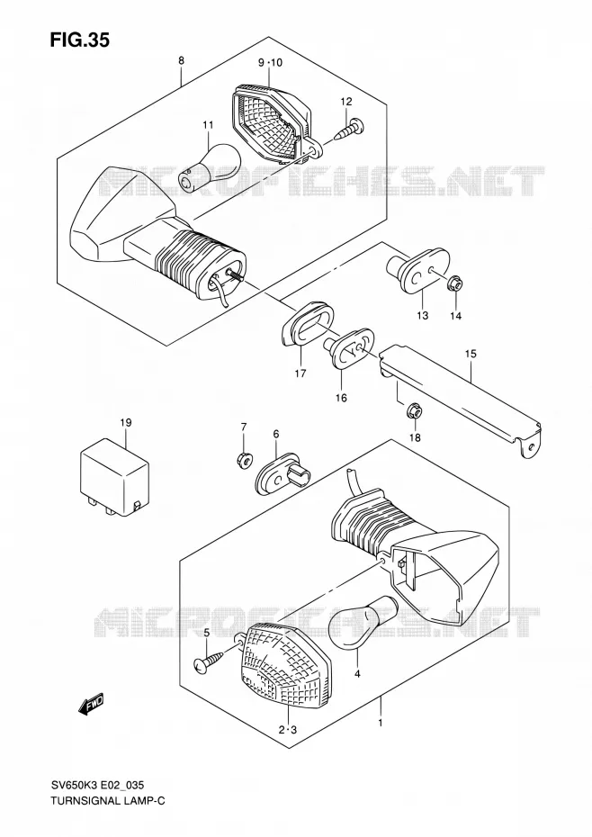 CLIGNOTANTS (NOTE) Suzuki MOTO 650 SV 2004  SV650 K4