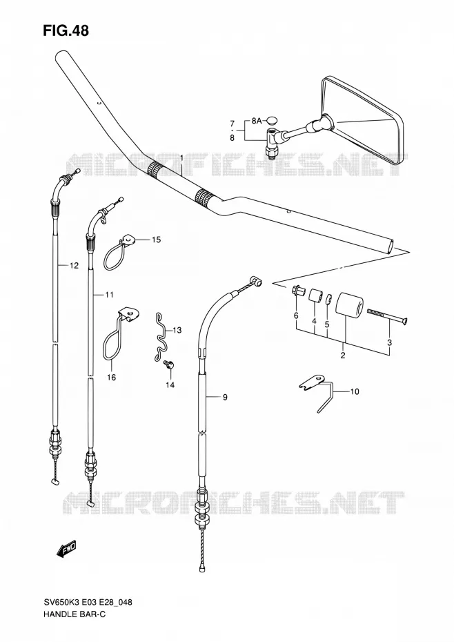GUIDON (WITHOUT COWLING) Suzuki MOTO 650 SV 2004  SV650K4/SV650SK4
