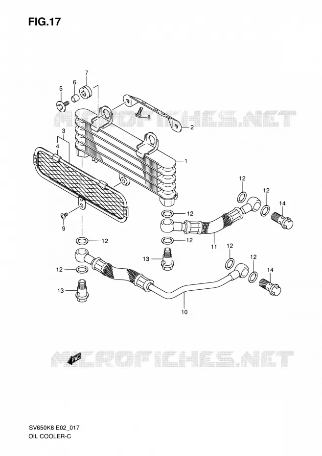 RADIATEUR D'HUILE Suzuki MOTO 650 SV 2009  SV650K9(E24)