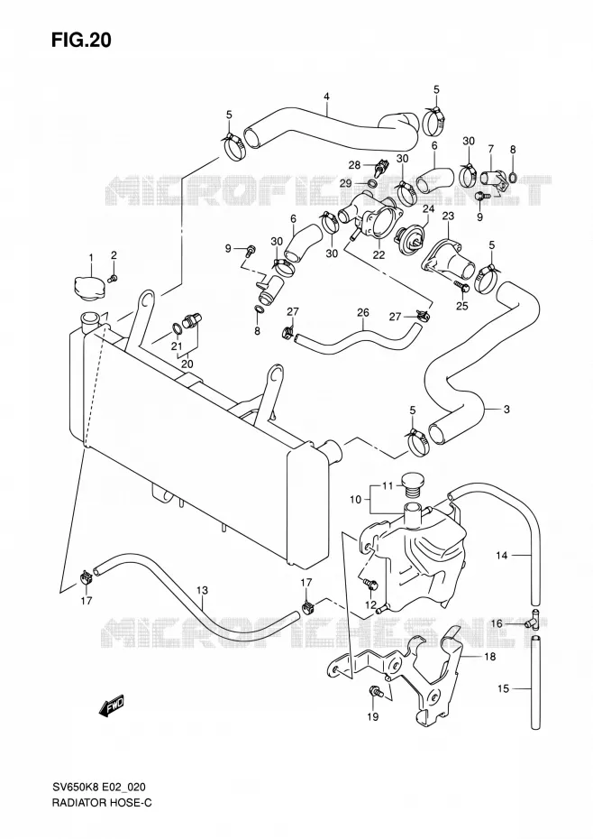 DURITE DE RADIATEUR Suzuki MOTO 650 SV 2008  SV650AK8(E19)
