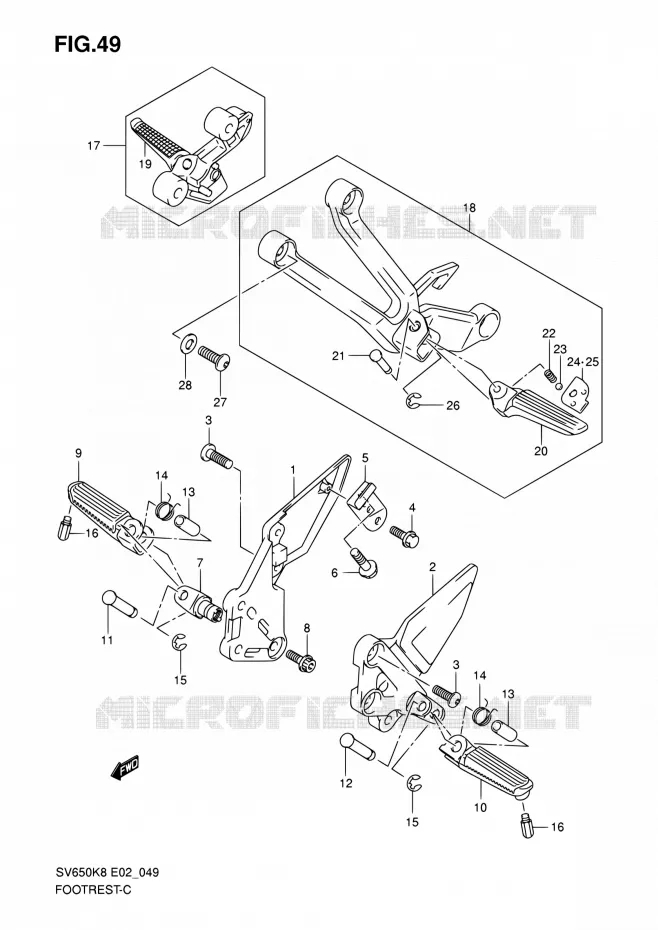 REPOSE PIED Suzuki MOTO 650 SV 2009  SV650AK9(E24)