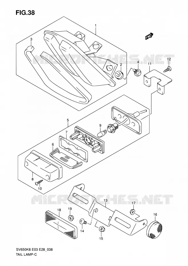 ENSEMBLE FEU ARRIERE Suzuki MOTO 650 SV 2009  SV650A K9/SV650SA K9