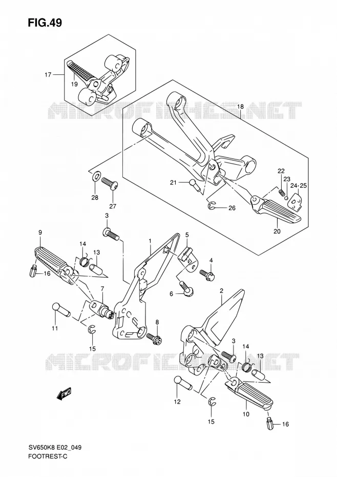 REPOSE PIED Suzuki MOTO 650 SV 2010  SV650SL0(E19)