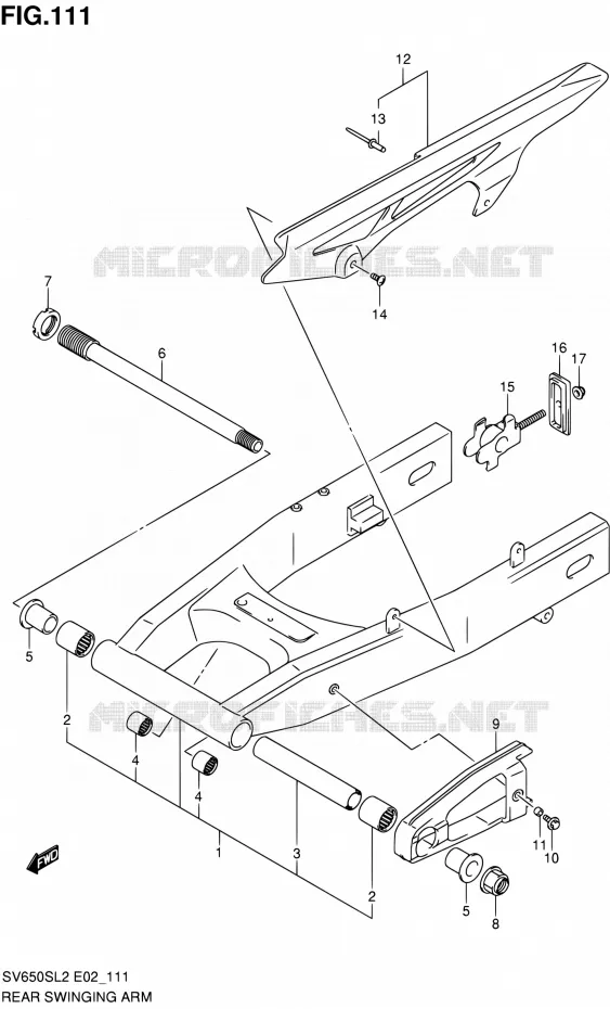BRAS OSCILLANT ARRIERE (SV650SL2 E24) Suzuki MOTO 650 SV 2012  SV650SL2(E24)