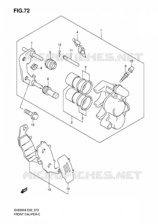 ETRIER DE FREIN AVANT (VOIR NOTE) Suzuki MOTO 650 SV 2008  SV650SAK8(E19)