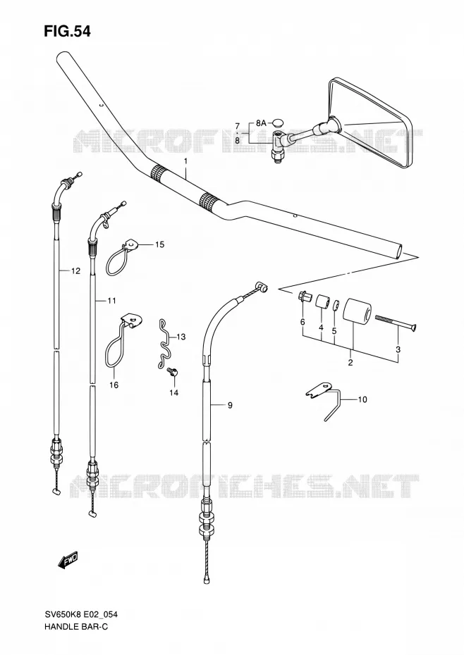 GUIDON (WITHOUT COWLING) Suzuki MOTO 650 SV-S 2009  SV650SAK9(E19)