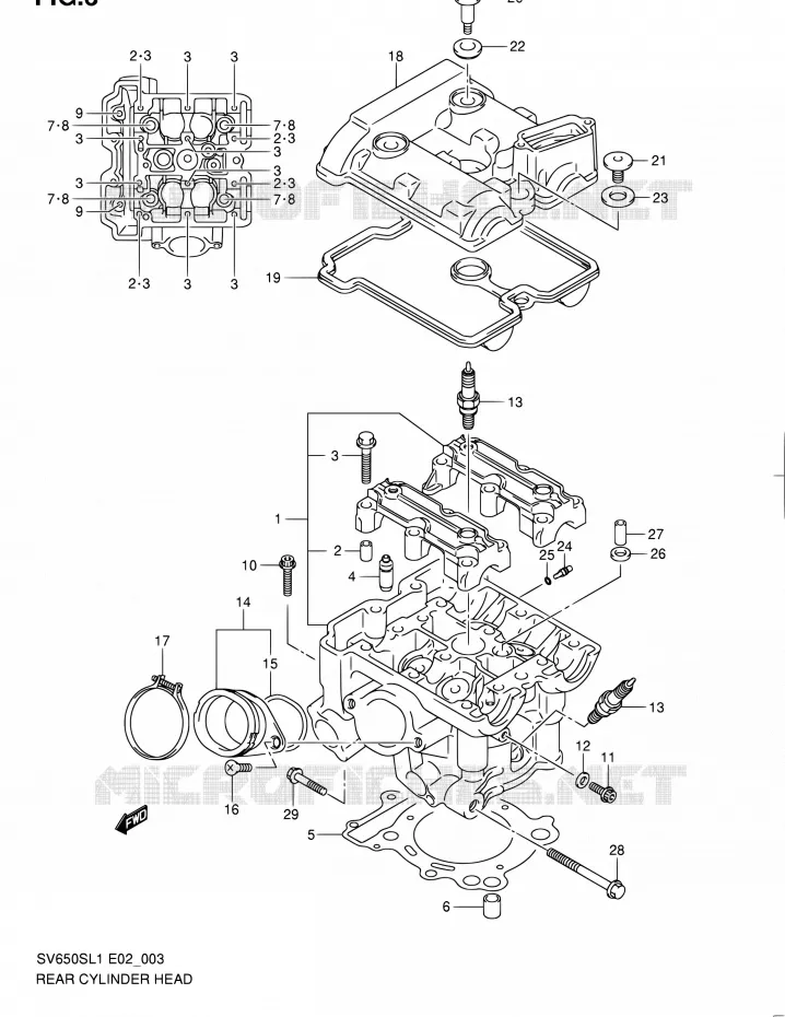 CULASSE ARRIERE Suzuki MOTO 650 SV 2011  SV650SAL1(E24)