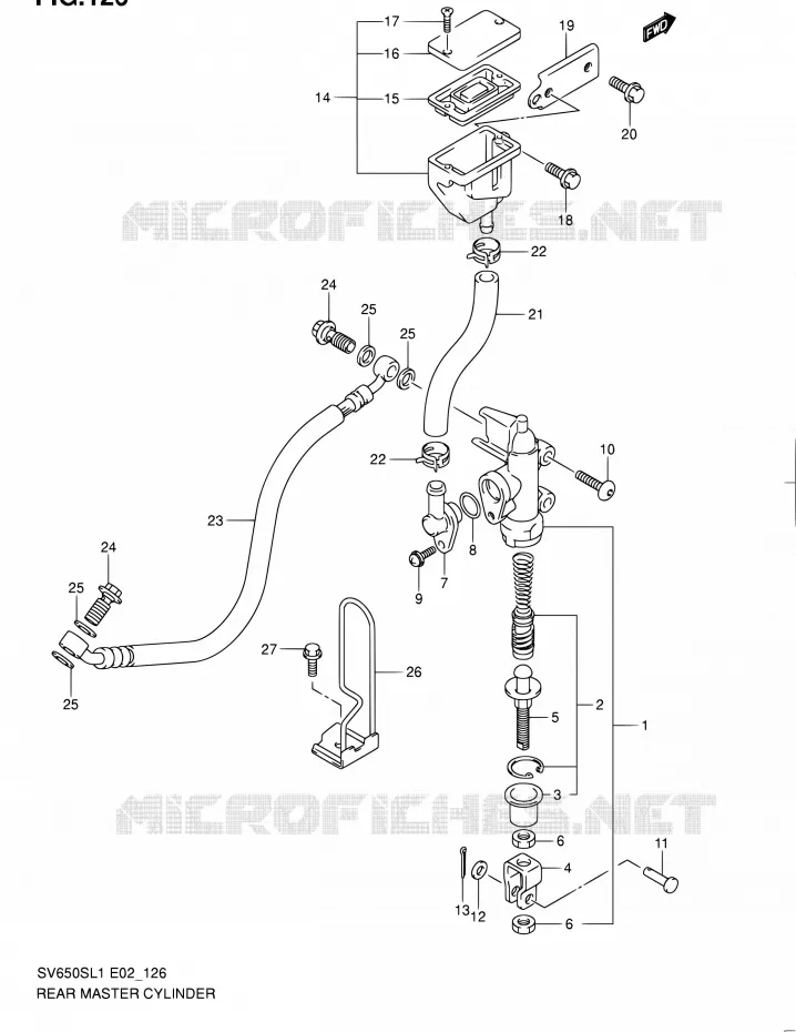 MAITRE CYLINDRE ARRIERE (SV650SL1 E02) Suzuki MOTO 650 SV 2011  SV650SAL1(E24)