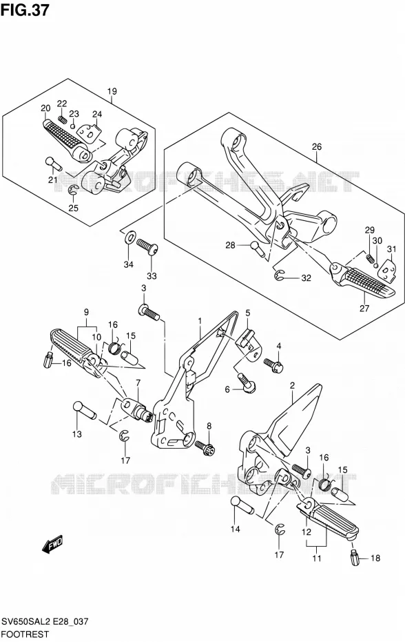 REPOSE PIED Suzuki MOTO 650 SV-S 2012  SV650SA L2 (E03,E28,E33)