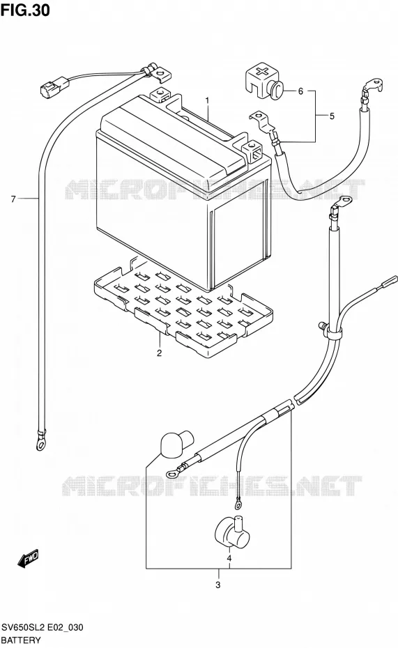 BATTERIE (SV650SL2 E02) Suzuki MOTO 650 SV 2012  SV650SAL2(E24)