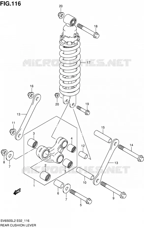 BIELLETTE D'AMORTISSEUR (SV650SUL2 E24) Suzuki MOTO 650 SV 2012  SV650SAL2(E24)