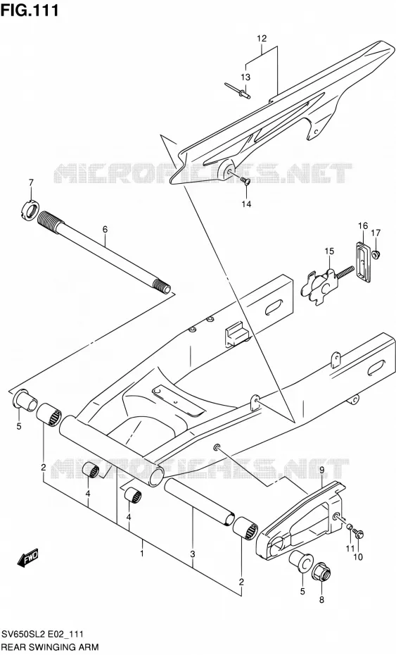 BRAS OSCILLANT ARRIERE (SV650SL2 E24) Suzuki MOTO 650 SV 2012  SV650SAL2(E24)