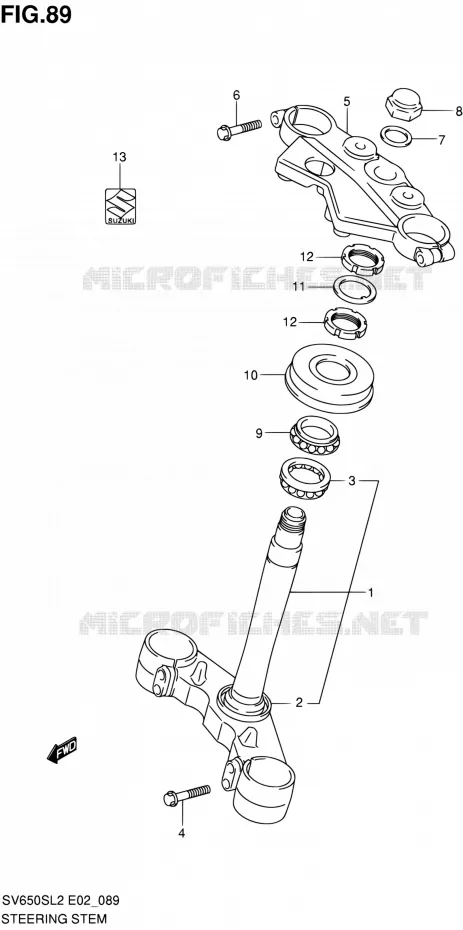 COLONNE DE DIRECTION (SV650SL2 E02) Suzuki MOTO 650 SV 2012  SV650SAL2(E24)